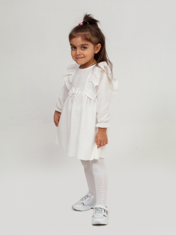 Купить 321-МО. Платье из муслина детское, хлопок 100% молочный, р. 98,104,110,116 в Батайске