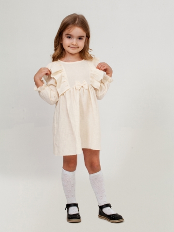 Купить 321-СЛ. Платье из муслина детское, хлопок 100% сливочный, р. 98,104,110,116 в Батайске